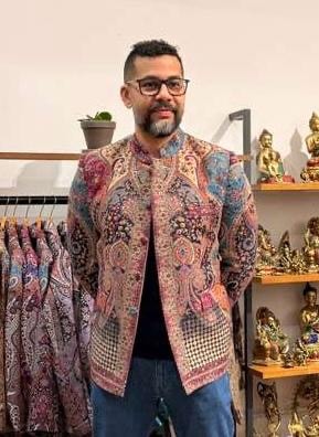 Man wearing patterned jacket